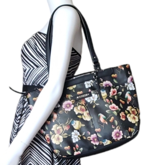 Rosetti Handbags - Rosetti Floral And Beautiful Birds Print Black Women's Shoulder Bag
